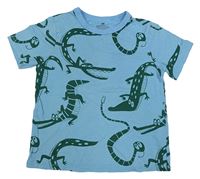 Světlemodré tričko s krokodýly a hady H&M