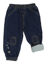 Tmavomodré podšité cuff jogger rifle s tlapkami C&A