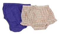 2x kalhotky pod šaty - fialové + bílo-světlerůžové kostkované 