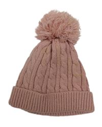 Starorůžová pletená čepice s bambulí Matalan