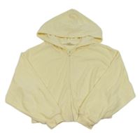 Citronová froté crop propínací mikina s kapucí H&M