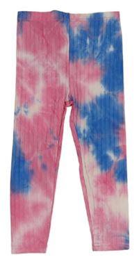 Růžovo-modré vzorované žebrované legíny shein