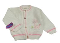 Nové - bílý vzorovaný propínací svetr s žirafou 