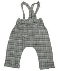 Šedé kostkované úpletové kalhoty s kšandami George
