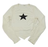 Smetanové žebrované crop triko s hvězdičkou shein