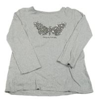 Šedé úpletové triko s motýlkem z flitrů Next