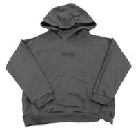 Tmavošedá mikina s nápisem a kapucí F&F