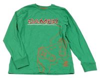 Zelené pyžamové triko s nápisem a ovladačem Next