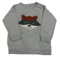 Šedá melírovaná mikina s medvědem 