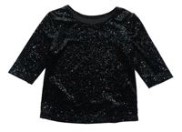 Černé třpytivé sametové crop tričko St. Bernard