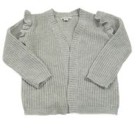 Šedý třpytivý svetrový cardigan s volánky Primark