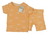 Nové - 2 set - oranžové žebrované tričko se sluníčky + kraťasy Primark