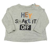 Šedé melírované triko s nápisem hema