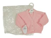 Nové - růžový propínací svetr 