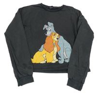 Tmavošedá crop mikina s Lady a Trampem Primark