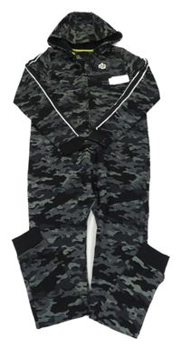 Nové - černo-šedá army tepláková kombinéza s kapucí Matalan
