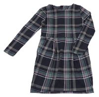 Tmavomodro-zeleno-růžové kostkované šaty H&M
