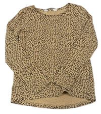 Hnědé triko s leopardím vzorem zn. H&M