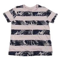 Růžovo-tmavomodré pruhované tričko zn. Primark