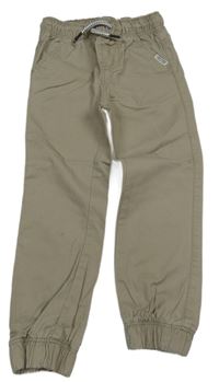 Béžové plátěné cuff kalhoty Dopodopo