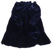 Tmavomodré sametové šaty s volánky Matalan