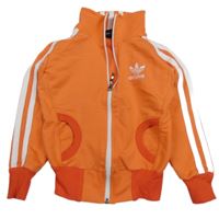 Oranžovo-bílá propínací sportovní mikina s pruhy Adidas