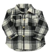 Černo-šedo-bílá kostkovaná košilová bunda 