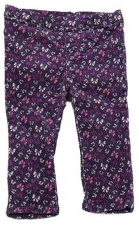 Tmavofialové elastické manšestráky s mašlemi H&M