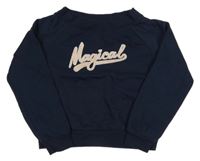 Tmavomodrá crop mikina s nápisem H&M