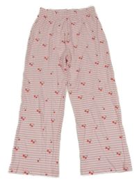 Bílo-růžové pruhované pyžamové kalhoty s třešněmi George