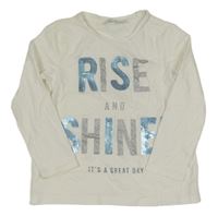 Bílé triko s nápisy z flitrů 