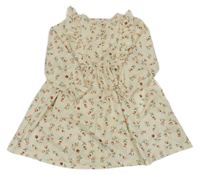 Béžové květované šaty s volánky Shein