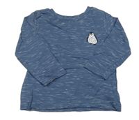 Šedomodré melírované triko s tučňákem Dunnes