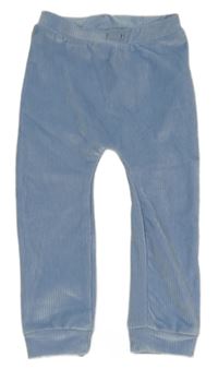 Světlemodré žebrované sametové tepláky Nutmeg