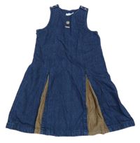 Tmavomodro-hnědé riflové laclové šaty s manšestrovým prvkem Obaibi