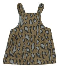 Béžovo-modré vlněné laclové šaty s leopardím vzorem Next