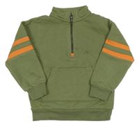 Khaki-oranžová mikina s pruhy M&S
