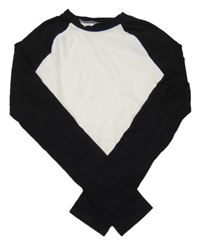 Bílo-černé crop triko 