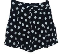 Dámské černé puntíkované sukňové kraťasy Bershka 