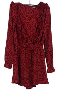 Dámský červeno-černý vzorovaný letní overal s volánky H&M