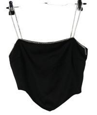 Dámský černý společenký crop top s kamínky Stradivarius 
