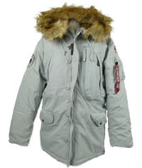 Pánká šedá šusťáková zimní parka s kapucí Alpha 