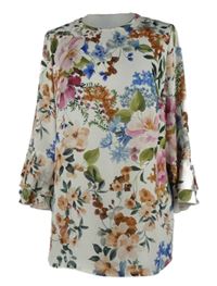 Dámská bílá květovaná halenková tunika Ashley Brooke 