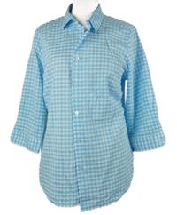 Dámská světlemodro-bílá kostkovaná krepová halenková tunika Walbusch 