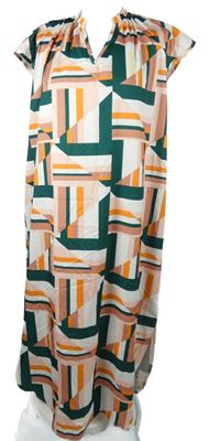 Dámské zeleno-oranžovo-růžovo-bílé vzorované šaty Shein 