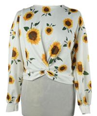 Dámská bílá crop mikina s květy 