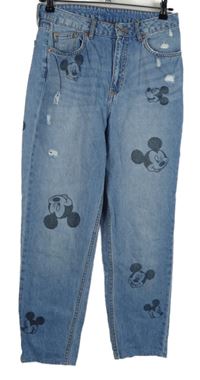 Dámské světlemodré mom rifle s Mickeym Disney 
