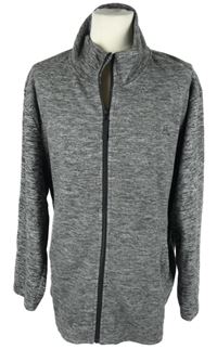 Pánská šedá melírovaná fleecová propínací mikina X-mail vel. 5XL