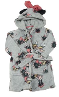 Světlešedý chlupatý župan s Minnie a kapucí Primark