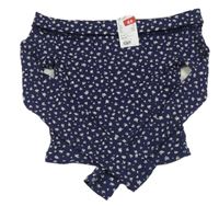 Nové- Tmavomodré květinové crop triko H&M
